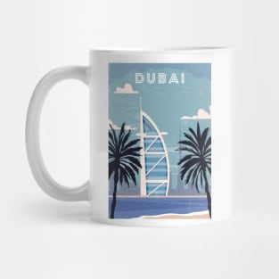 Dubai, UAE. Retro travel poster Mug